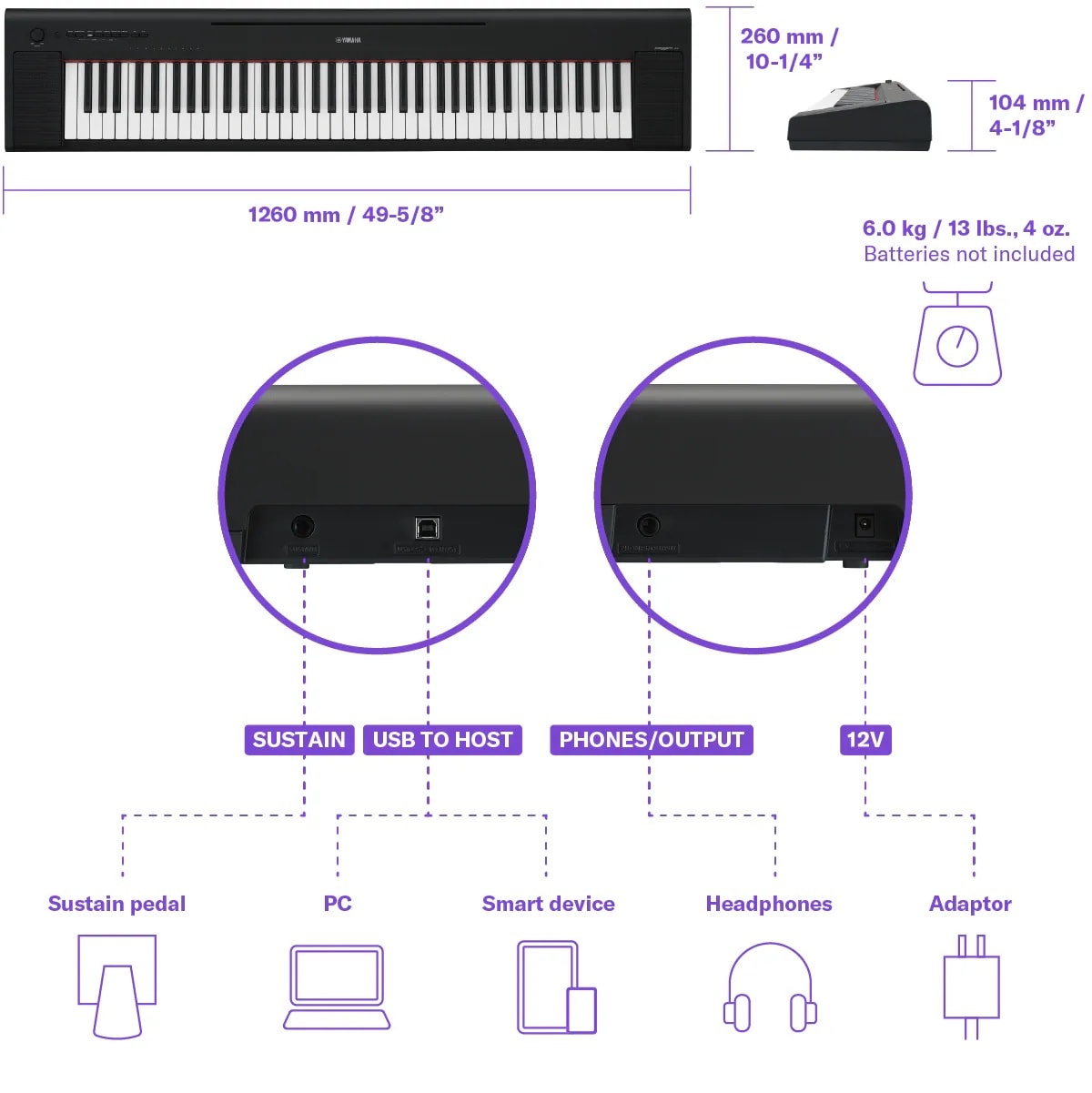 NP-35-Dimensions Yamaha NP-35 Anschlüsse
